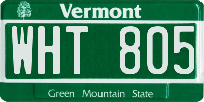 VT license plate WHT805