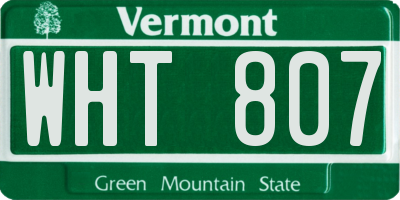 VT license plate WHT807