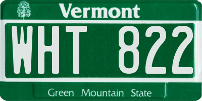 VT license plate WHT822