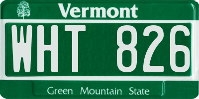 VT license plate WHT826