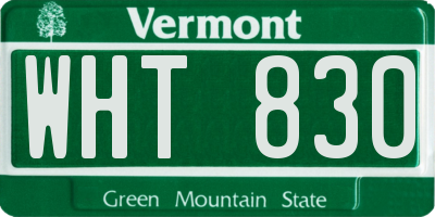 VT license plate WHT830