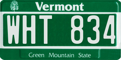 VT license plate WHT834