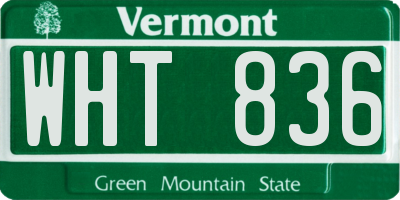 VT license plate WHT836