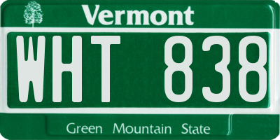 VT license plate WHT838