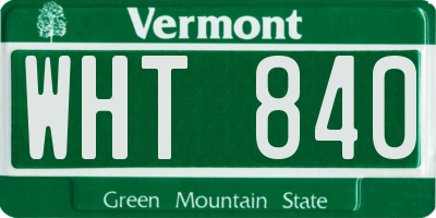 VT license plate WHT840