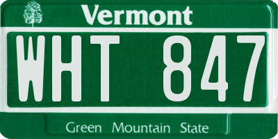 VT license plate WHT847