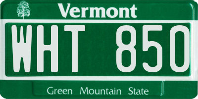 VT license plate WHT850