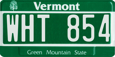 VT license plate WHT854