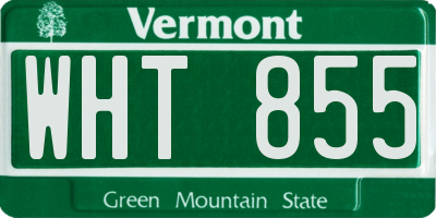 VT license plate WHT855