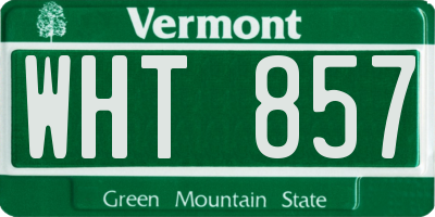 VT license plate WHT857