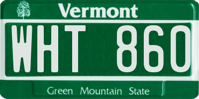 VT license plate WHT860