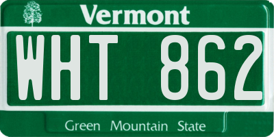 VT license plate WHT862