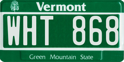VT license plate WHT868
