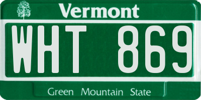 VT license plate WHT869