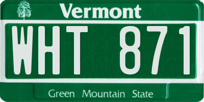 VT license plate WHT871