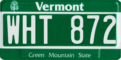 VT license plate WHT872