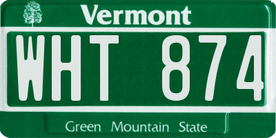 VT license plate WHT874