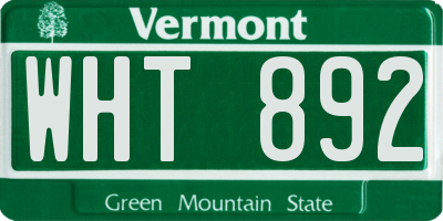 VT license plate WHT892