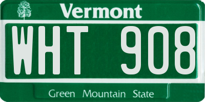 VT license plate WHT908