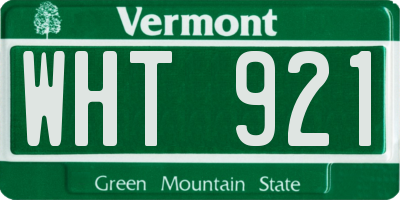 VT license plate WHT921