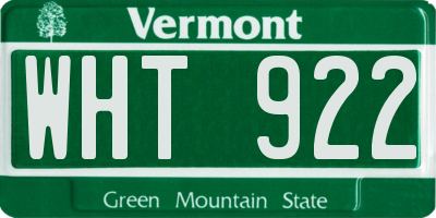 VT license plate WHT922