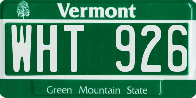 VT license plate WHT926