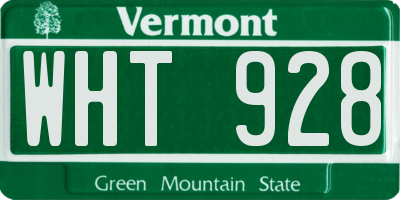 VT license plate WHT928