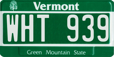 VT license plate WHT939