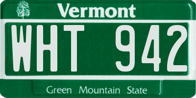 VT license plate WHT942