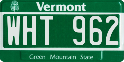 VT license plate WHT962