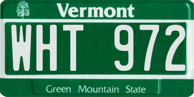 VT license plate WHT972