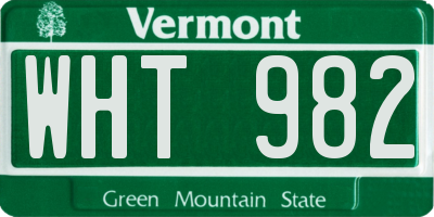 VT license plate WHT982