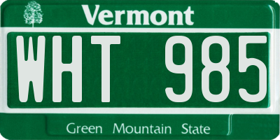 VT license plate WHT985