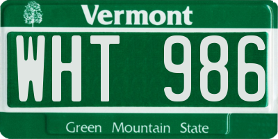 VT license plate WHT986