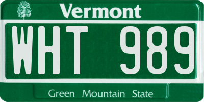 VT license plate WHT989