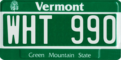 VT license plate WHT990