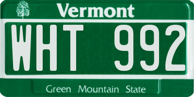 VT license plate WHT992