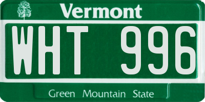 VT license plate WHT996