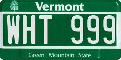 VT license plate WHT999