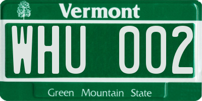 VT license plate WHU002
