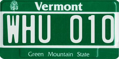 VT license plate WHU010