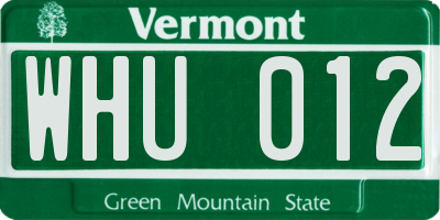 VT license plate WHU012