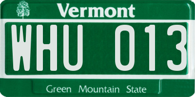 VT license plate WHU013