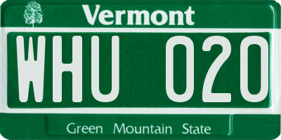 VT license plate WHU020