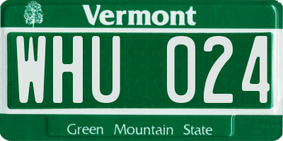 VT license plate WHU024
