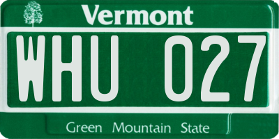 VT license plate WHU027