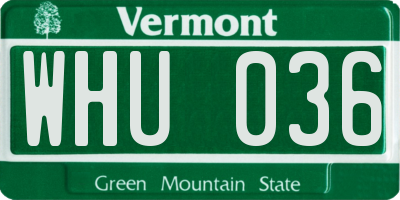 VT license plate WHU036