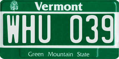 VT license plate WHU039