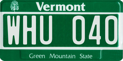 VT license plate WHU040