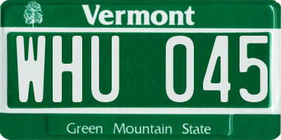 VT license plate WHU045